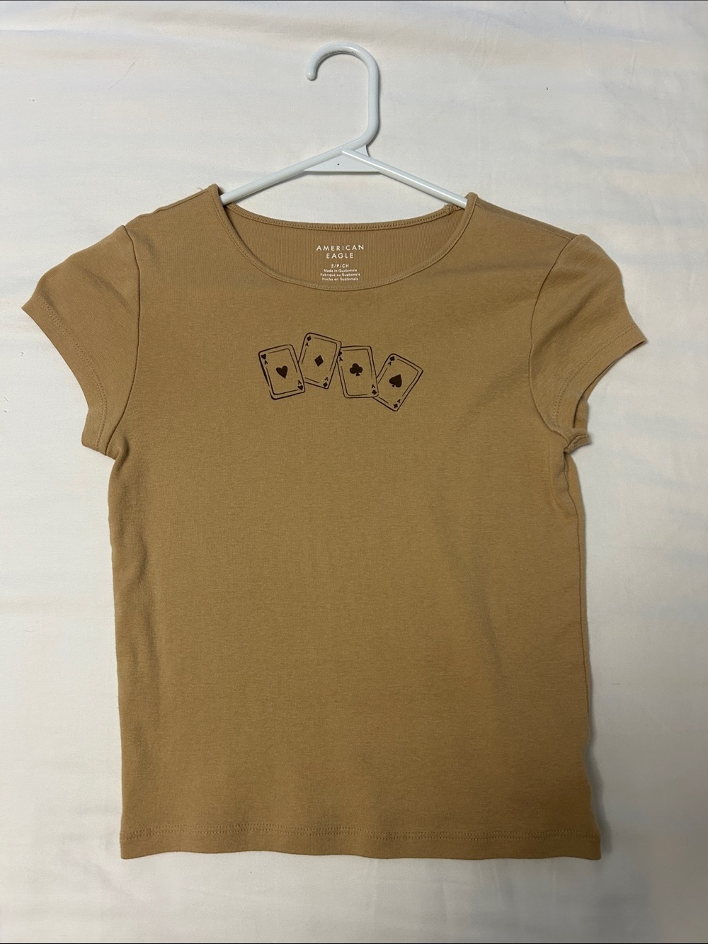 American Eagle Outfitters Tan Graphic Short Sleeve Tee
